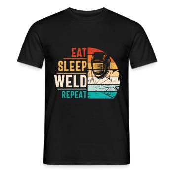 Soudeur Citation Drôle Conception Manger Sommeil Soudure Répéter - T-shirt homme - noir - Devant - AI Model Male 178 light (178cm)