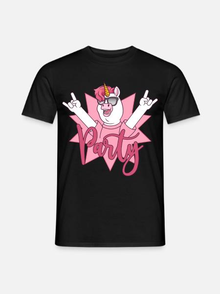 Party Einhorn  - Männer T-Shirt - Schwarz