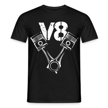V8 Engine Symbol Piston Illustration Cars Graphic - Men's T-Shirt - black - Front - AI Model Male 178 light (178cm)