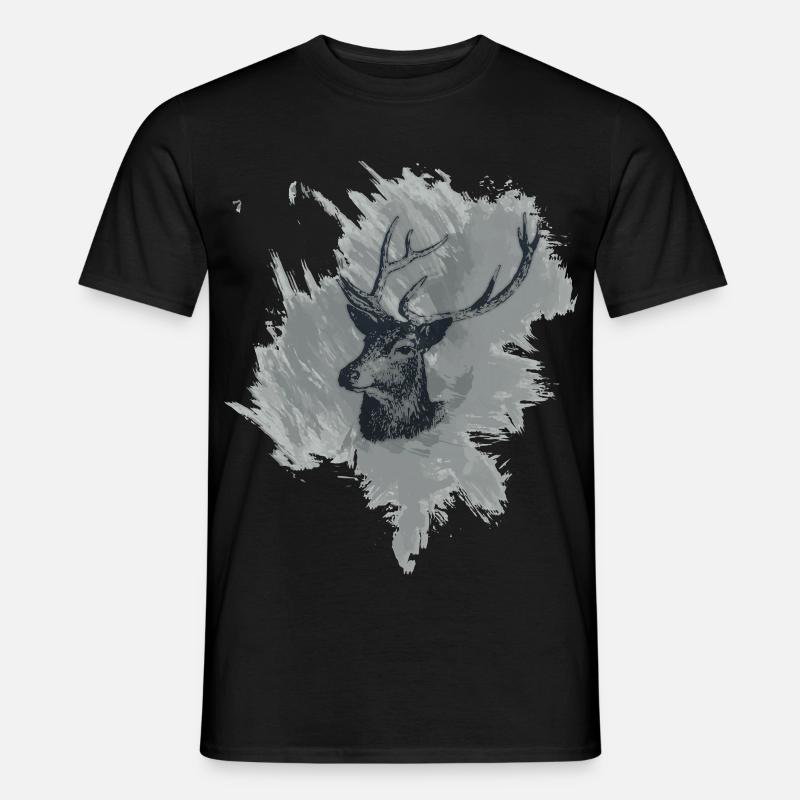 Hirschkopf - Prachtexemplar - Männer T-Shirt - Schwarz