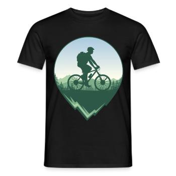 Vététistes devant la forêt et les montagnes - T-shirt homme - noir - Devant - AI Model Male 178 light (178cm)