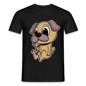 Famille Carlin - Carlin avec Bébé - Motif Carlin - T-shirt homme - noir - Devant - AI Model Male 178 light (178cm)
