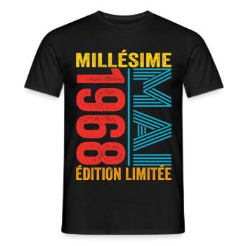 Millésime Mai 1968 54e anniversaire 54 ans - T-shirt homme - noir - Devant - AI Model Male 178 light (178cm)