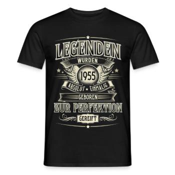 Jahrgang 1955 Geboren Geburtstag Legende - Männer T-Shirt - Schwarz - Vorne - AI Model Male 178 light (178cm)