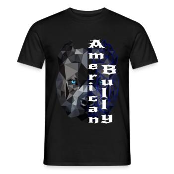 American Bully ligne bleue Design - T-shirt homme - noir - Devant - AI Model Male 178 light (178cm)
