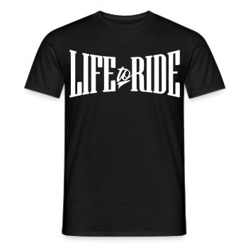 life to ride chopper bobber custom motorcycle - Men's T-Shirt - black - Front - AI Model Male 178 light (178cm)