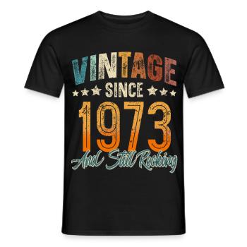 1973 Année de naissance Anniversaire Année de construction Millésime - T-shirt homme - noir - Devant - AI Model Male 178 light (178cm)