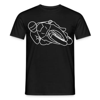 Rennmotorrad in Schräglage - von vorne, hell - Männer T-Shirt - Schwarz - Vorne - AI Model Male 178 light (178cm)