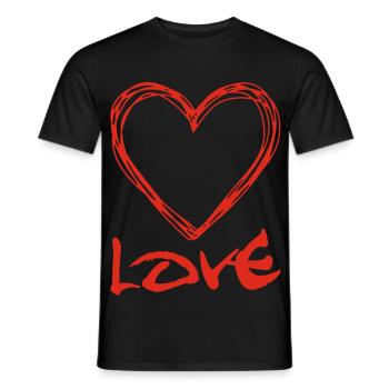 red graffiti heart - Men's T-Shirt - black - Front - AI Model Male 178 light (178cm)