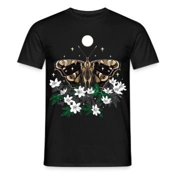 Moth Moth with bush anemones - Men's T-Shirt - black - Front - AI Model Male 178 light (178cm)
