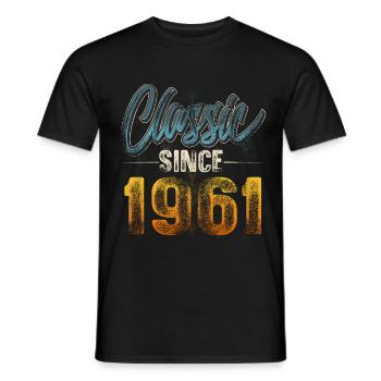 1961 Year of birth Birthday Year of construction Vintage - Men's T-Shirt - black - Front - AI Model Male 178 light (178cm)