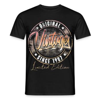 1987 Geburtsjahr Geburtstag Vintage - Männer T-Shirt - Schwarz - Vorne - AI Model Male 178 light (178cm)