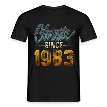 1983 Année de naissance Anniversaire Année de construction Millésime - T-shirt homme - noir - Devant - AI Model Male 178 light (178cm)