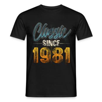1981 Année de naissance Anniversaire Année de construction Millésime - T-shirt homme - noir - Devant - AI Model Male 178 light (178cm)
