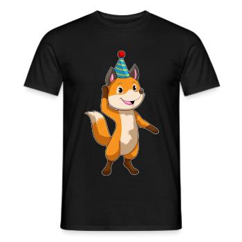 Fox Birthday Party Hat - Men's T-Shirt - black - Front - AI Model Male 178 light (178cm)
