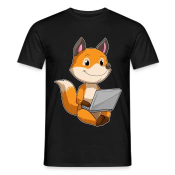Fox Laptop - Men's T-Shirt - black - Front - AI Model Male 178 light (178cm)