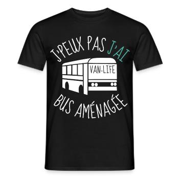 j peux pas j ai bus aménagée - T-shirt homme - noir - Devant - AI Model Male 178 light (178cm)