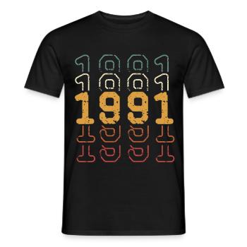 1991 - Men's T-Shirt - black - Front - AI Model Male 178 light (178cm)
