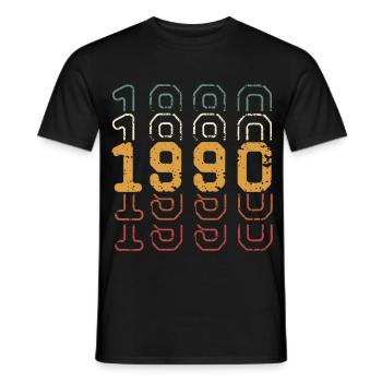 1990 - Men's T-Shirt - black - Front - AI Model Male 178 light (178cm)