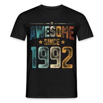 1992 Naissance Année de naissance - T-shirt homme - noir - Devant - AI Model Male 178 light (178cm)