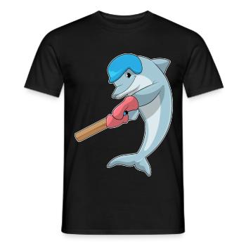 Dolphin Cricket Cricket Bat - Men's T-Shirt - black - Front - AI Model Male 178 light (178cm)
