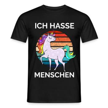 buntes Einhorn - Ich hasse Menschen - Männer T-Shirt - Schwarz - Vorne - AI Model Male 178 light (178cm)
