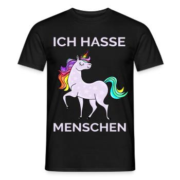 ICH HASSE MENSCHEN EINHORN - Männer T-Shirt - Schwarz - Vorne - AI Model Male 178 light (178cm)