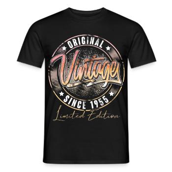 1955 Geburtsjahr Geburtstag Vintage - Männer T-Shirt - Schwarz - Vorne - AI Model Male 178 light (178cm)