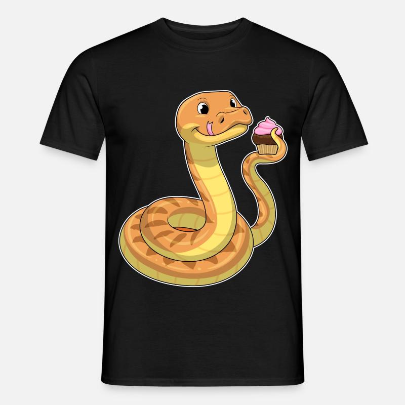 Schlange mit Muffin - Männer T-Shirt - Schwarz