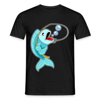 Pêcheur pêcheur à la canne à pêche - T-shirt homme - noir - Devant - AI Model Male 178 light (178cm)