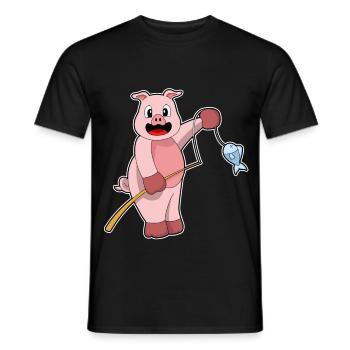 Pêche au poisson pêcheur cochon - T-shirt homme - noir - Devant - AI Model Male 178 light (178cm)