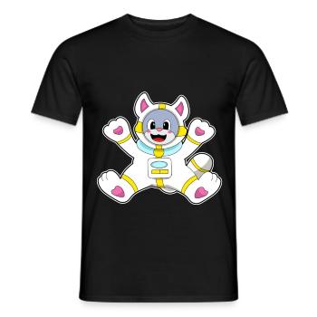 Katze Astronaut Weltraum - Männer T-Shirt - Schwarz - Vorne - AI Model Male 178 light (178cm)