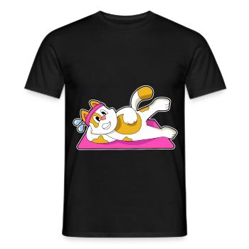 Gymnastique de fitness yoga pour chats - T-shirt homme - noir - Devant - AI Model Male 178 light (178cm)