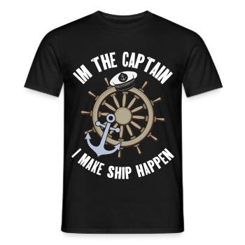 Capitaine Voilier Bateau à moteur Bateau Marin - T-shirt homme - noir - Devant - AI Model Male 178 light (178cm)