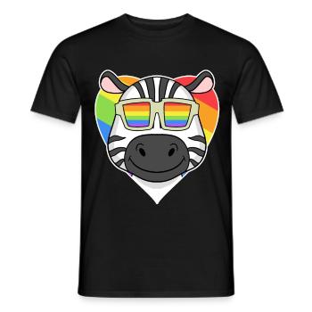 LGBT Animal Zebra Rainbow Heart - Men's T-Shirt - black - Front - AI Model Male 178 light (178cm)