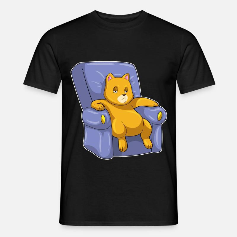 Katze mit Sofa - Männer T-Shirt - Schwarz