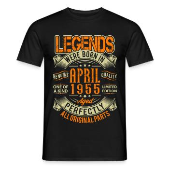 1955 April Geburtstag Legende - Männer T-Shirt - Schwarz - Vorne - AI Model Male 178 light (178cm)