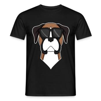Deutscher Boxer Hund mit Sonnenbrille - Männer T-Shirt - Schwarz - Vorne - AI Model Male 178 light (178cm)