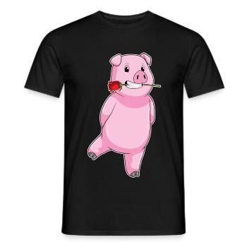 Pig Rose - Men's T-Shirt - black - Front - AI Model Male 178 light (178cm)