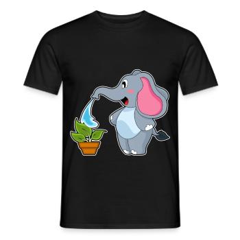 Elephant Gardener Plant Garden - Men's T-Shirt - black - Front - AI Model Male 178 light (178cm)