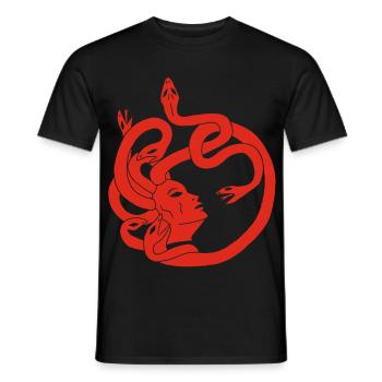 Frau mit Schlangenhaar (rot) - Männer T-Shirt - Schwarz - Vorne - AI Model Male 178 light (178cm)