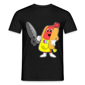 Hot-dog comme coiffeur avec ciseaux - T-shirt homme - noir - Devant - AI Model Male 178 light (178cm)