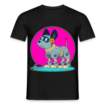 Robot Chien - T-shirt homme - noir - Devant - AI Model Male 178 light (178cm)
