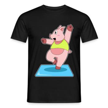 Gymnastique de fitness Yoga des cochons - T-shirt homme - noir - Devant - AI Model Male 178 light (178cm)