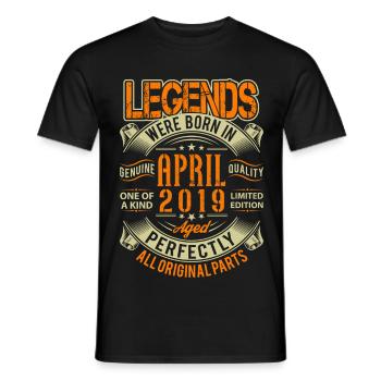 Légende d’anniversaire d’avril 2019 - T-shirt homme - noir - Devant - AI Model Male 178 light (178cm)