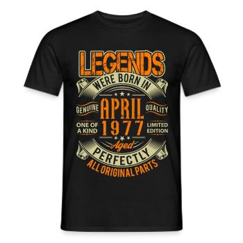 1977 April Geburtstag Legende - Männer T-Shirt - Schwarz - Vorne - AI Model Male 178 light (178cm)