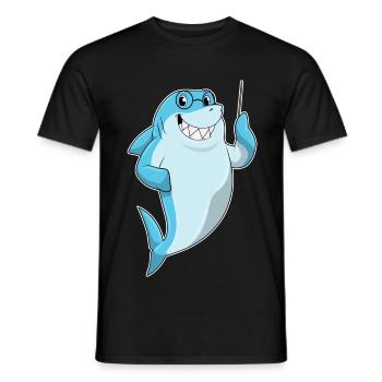 École du professeur de requin pointant des bâtons - T-shirt homme - noir - Devant - AI Model Male 178 light (178cm)