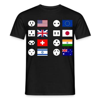Plug Types Country Overview - Men's T-Shirt - black - Front - AI Model Male 178 light (178cm)