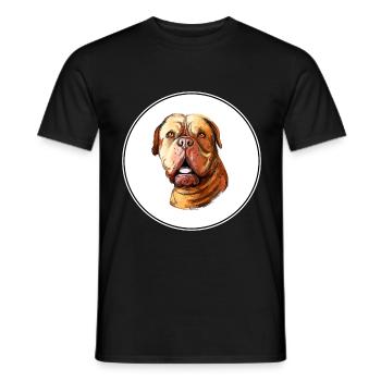 Dogue de Bordeaux Hund Aquarell Illustration - Männer T-Shirt - Schwarz - Vorne - AI Model Male 178 light (178cm)