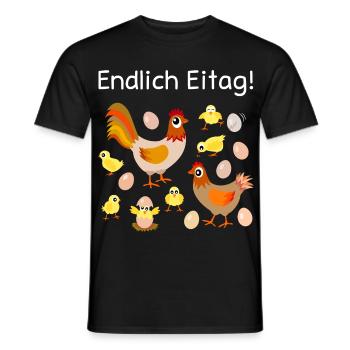endlich Eitag, Eier, Hühner, Küken, Henne, Hahn - Männer T-Shirt - Schwarz - Vorne - AI Model Male 178 light (178cm)